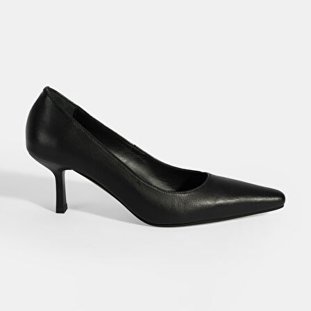 Kadın Siyah Deri Stiletto
