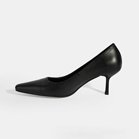 Kadın Siyah Deri Stiletto