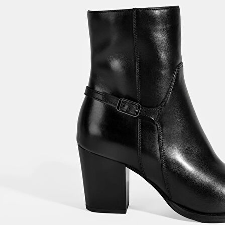 Kadın Kalın Topuklu Deri Bot