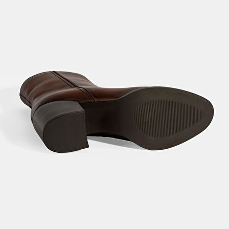 Kadın Taba Kalın Topuklu Deri Bot