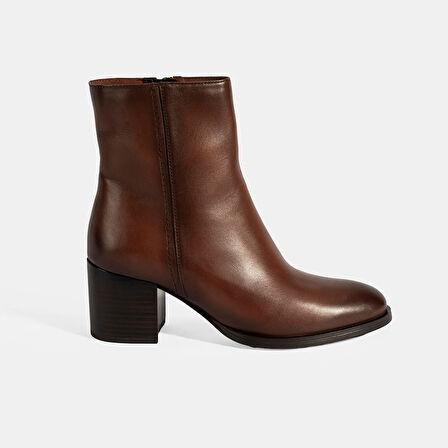 Kadın Taba Kalın Topuklu Deri Bot