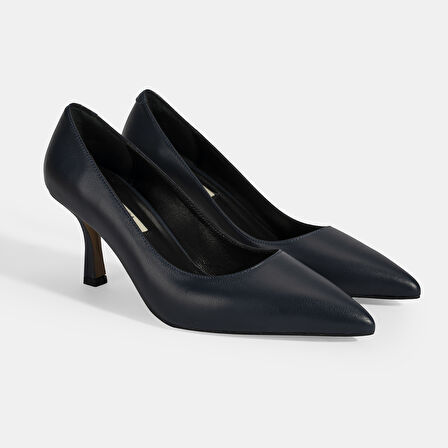 Kadın Lacivert Deri Stiletto