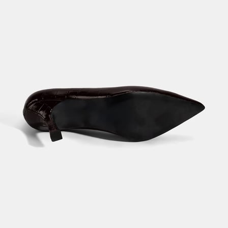 Kadın Bordo Kroko Baskılı Deri Stiletto