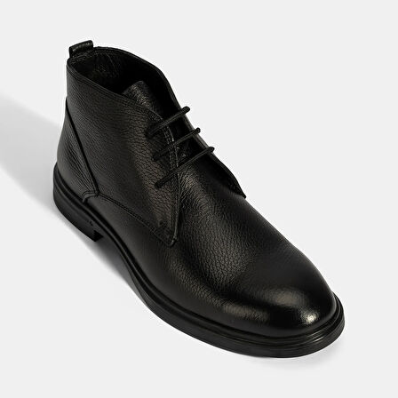 Erkek Siyah Bağcıklı Deri Bot