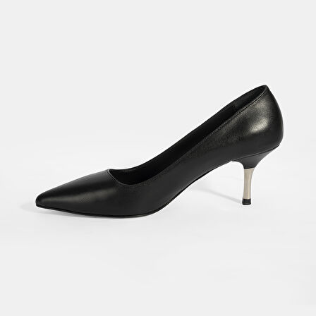 Kadın Siyah Deri Stiletto