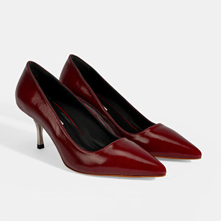 Kadın Bordo Deri Stiletto