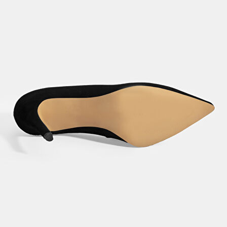 Kadın Siyah Gold Toka Detaylı Süet Topuklu Ayakkabı