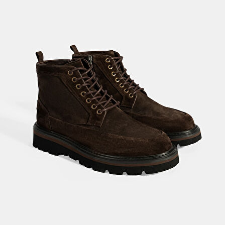 Erkek Kahve Bağcıklı Süet Bot