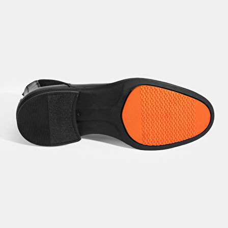 Erkek Siyah Lastik Detaylı Deri Bot