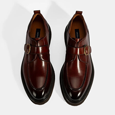 Erkek Kahve Ayarlanabilir Tokalı Deri Günlük Ayakkabı