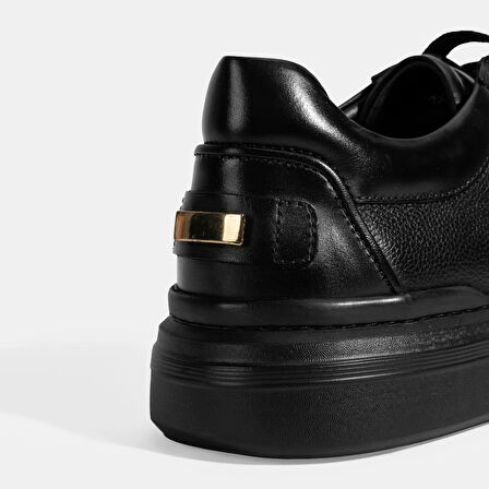 Erkek Siyah Bağcıklı Deri Günlük Ayakkabı