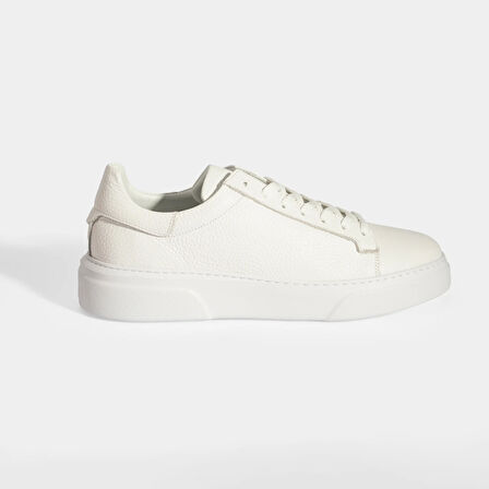 Erkek Beyaz Bağcıklı Deri Günlük Ayakkabı