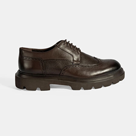 Erkek Kahve Bağcıklı Deri Günlük Ayakkabı