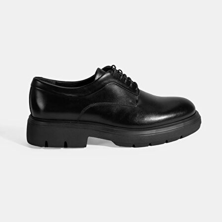 Erkek Siyah Bağcıklı Deri Klasik Ayakkabı