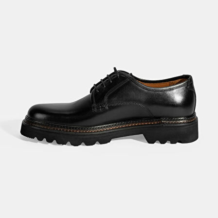 Erkek Siyah Bağcıklı Günlük Deri Ayakkabı