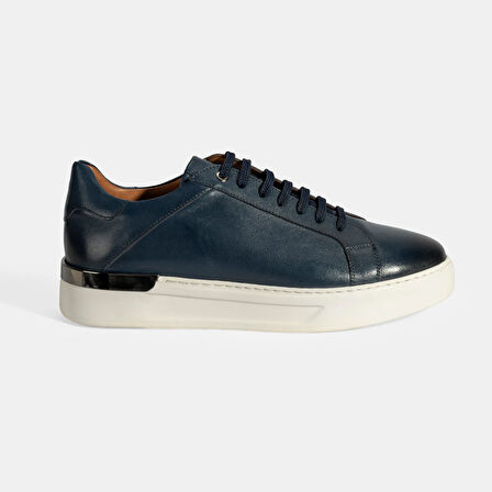 Erkek Lacivert Bağcıklı Deri Günlük Ayakkabı