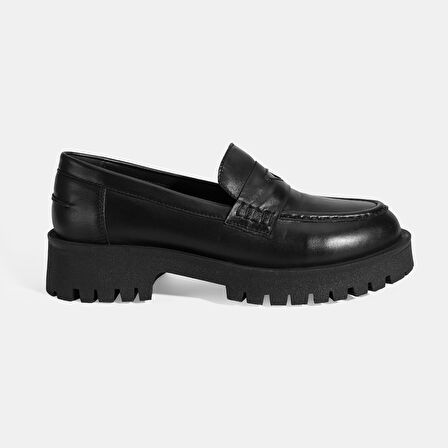Kadın Siyah Deri Loafer