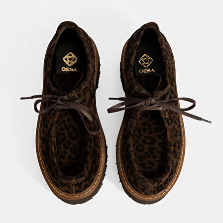 Kadın Leopar Desenli Bağcıklı Günlük Ayakkabı