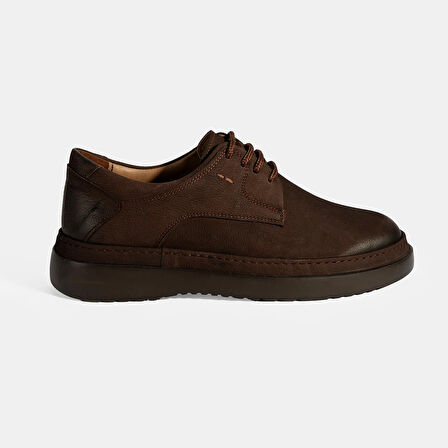 Erkek Kahve Bağcıklı Günlük Nubuk Deri Ayakkabı