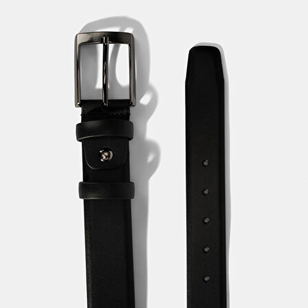 Erkek Siyah Deri Klasik Kemer