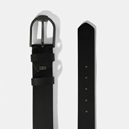 Erkek Siyah Deri Spor Kemer