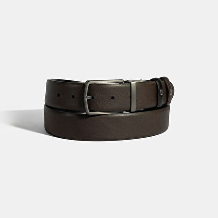 Erkek Siyah / Kahve Çift Taraflı Deri Kemer