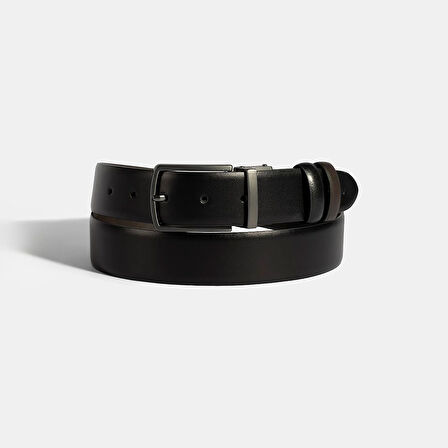 Erkek Siyah / Kahve Çift Taraflı Deri Kemer