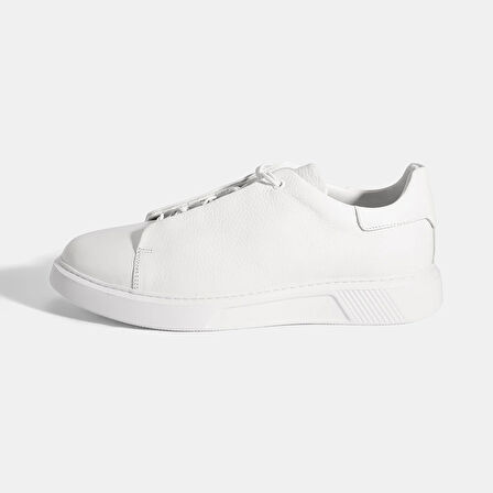 Erkek Beyaz Bağcıklı Deri Günlük Ayakkabı