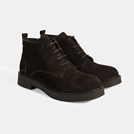 Kadın Kahve Bağcıklı Süet Bot