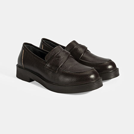 Kadın Kahve Deri Loafer