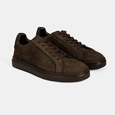 Erkek Kahve Bağcıklı Günlük Nubuk Deri Ayakkabı