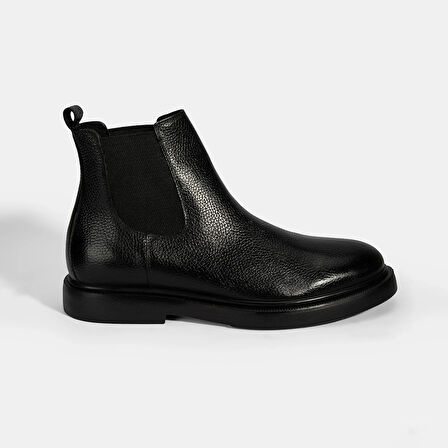 Erkek Siyah Lastikli Deri Bot