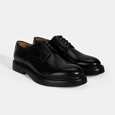 Erkek Siyah Bağcıklı Klasik Deri Ayakkabı