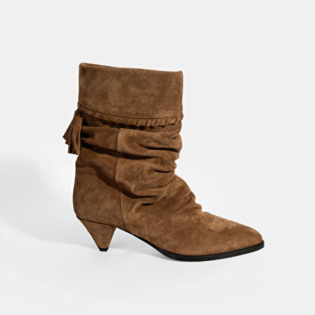 Kadın Taba Püskül Detaylı Süet Topuklu Bot