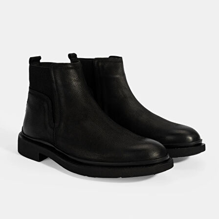 Erkek Siyah Lastikli Nubuk Deri Bot