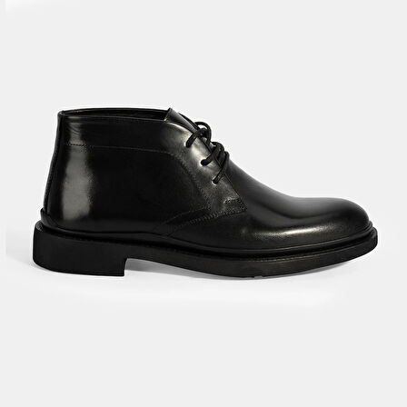 Erkek Siyah Bağcıklı Deri Bot