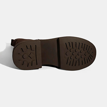 Kadın Kahve Metal Toka Detaylı Süet Deri Bot