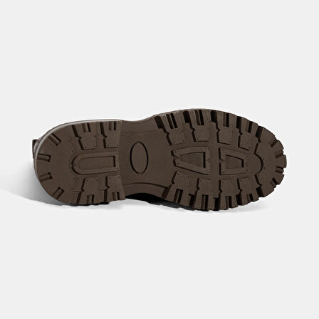 Erkek Kahve Bağcıklı Kalın Tabanlı Deri Postal Bot