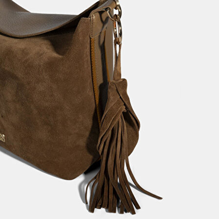 Kadın Vizon Püskül Aksesuarlı Omuz Çantası