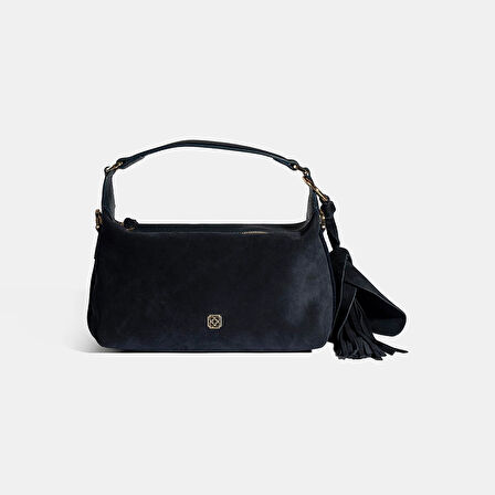 Kadın Lacivert Püskül Aksesuarlı Omuz Askılı El Çantası