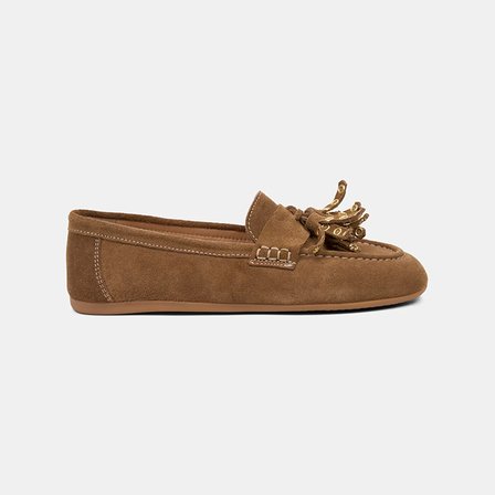 Kadın Taba Püskül Zımba Detaylı Süet Deri Loafer