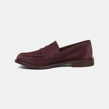 Kadın Bordo Yuvarlak Burun Süet Deri Loafer