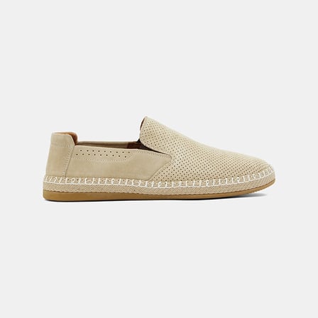 Erkek Bej Perforeli Günlük Süet Deri Loafer