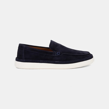 Erkek Lacivert Süet Deri Loafer