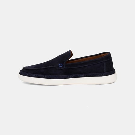 Erkek Lacivert Süet Deri Loafer