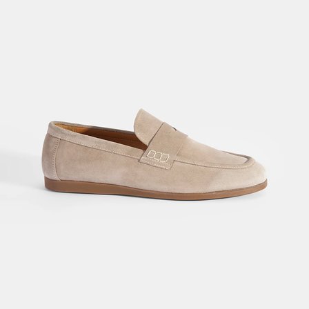 Erkek Bej Klasik Süet Deri Loafer