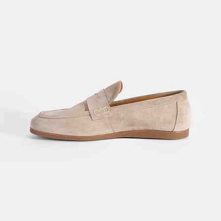 Erkek Bej Klasik Süet Deri Loafer