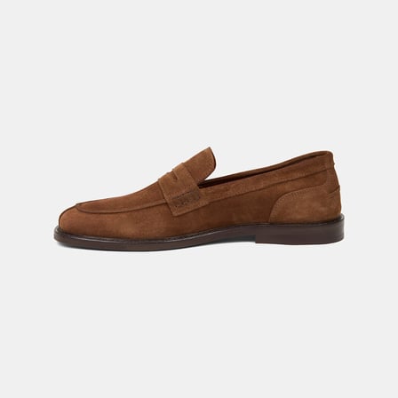 Erkek Taba Dikiş Detaylı Süet Deri Loafer
