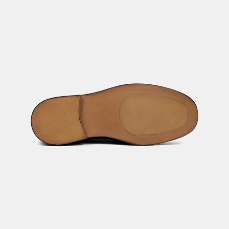 Erkek Siyah Yuvarlak Burun Klasik Deri Loafer