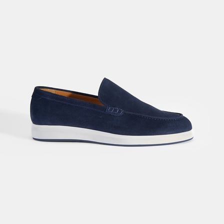 Erkek Lacivert Klasik Beyaz Tabanlı Süet Loafer
